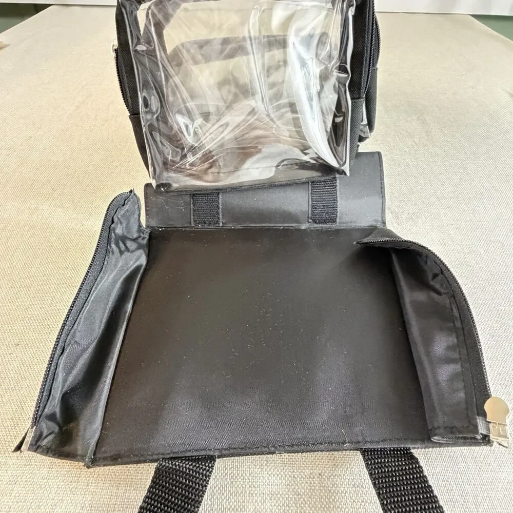 Professional Makeup Artist Bag Fold Out Organizer Clear Zipper Pouches Black